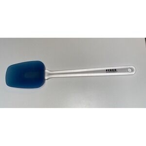 Vintage Pyrex Silicone Spatula – Blue Head, Clear Handle Baking Tool 11.75"